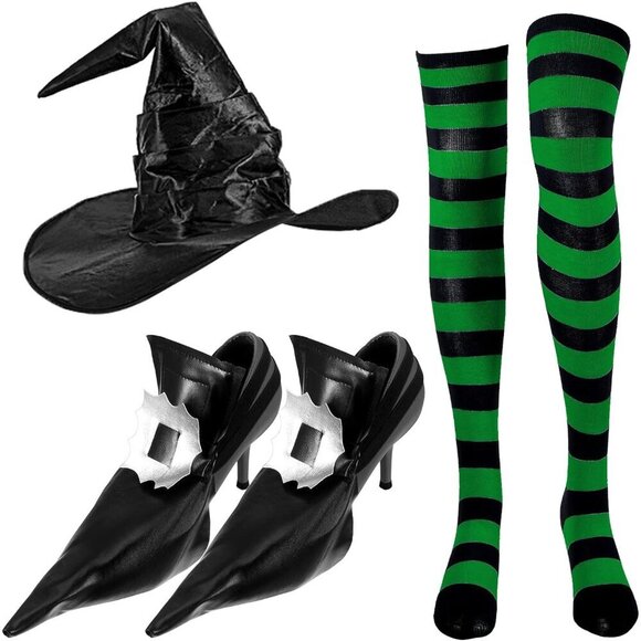 Other - Halloween Witch Costume Accessories Set Shoes Cover Socks Hat Cosplay
